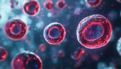 This image depicts a close-up view of cells, showcasing intricate structures and vibrant colors, emphasizing the complexity of biological life.