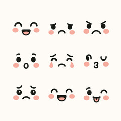 cartoon kawaii faces