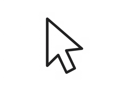 Mouse cursor selecting point, digital computer pointer arrow for clicking interface, transparent background