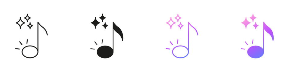 AI Music Note Icons for Artificial Intelligence Sound, Audio Recognition and Creative Media Icon Set. AI Music Technology and Innovation Symbol Collection. Isolated Vector Illustration