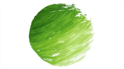 Obraz premium Green watercolor circle with gradient brushstrokes creating an abstract texture on a white background, representing nature, growth, freshness, health, and recycling concepts