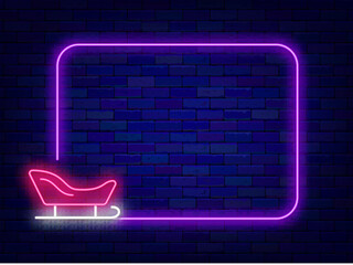 Merry Christmas neon announcement. Season greetings. December sale invitation. Vector stock illustration