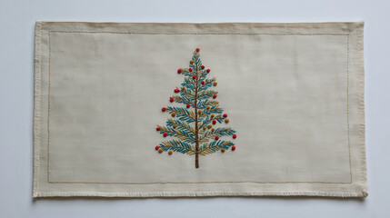 handmade christmas card beautifully crafted on linen napkin