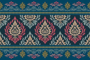 thai art pattern. Damask seamless pattern vector background. baroque style pattern. Luxury textile. Graphic ornate pattern for wallpaper, fabric, packaging, wrapping. Damask floral ornament