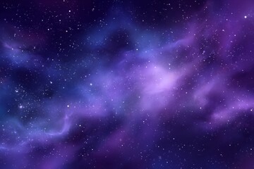 Fototapeta premium Vibrant Purple and Blue Cosmic Clouds Fill the Night Sky With Bright Stars Shining in the Vast Universe