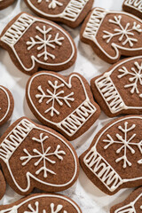 Beautifully Decorated Mitten Cookies with Royal Icing Designs