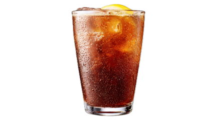 Refreshing long island iced tea cocktail with lemon slice is a perfect drink for a hot summer day