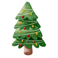 Watercolor Christmas Tree ornament, Christmas illustration