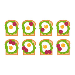 Delicious toast with fried egg lettuce and cherry tomato
