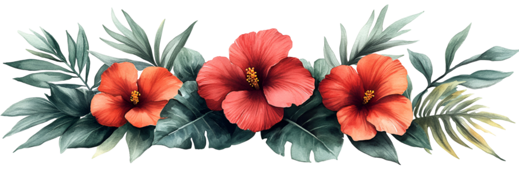 Decorative arrangement of hibiscus flowers
