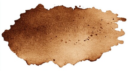 Abstract coffee stain texture creating expressive watercolor art, displaying organic liquid ink drips and grunge effect isolated on a white background, useful for design