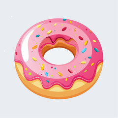 Delicious Donut with Pink Frosting and Colorful Sprinkles Illustration
