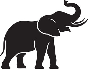 Elephant Silhouette — Black Vector Illustration of Majestic Wildlife Animal for Nature and Safari Design
