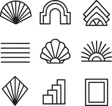 Art Deco inspired black and white vector ornaments.eps