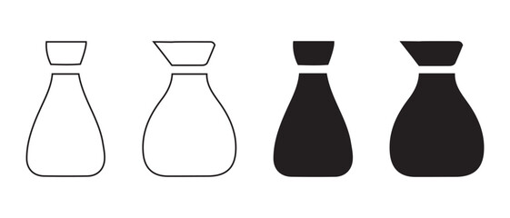 Bottle Icon Set. Outline to Solid Black Progression.