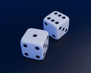 two dice on a blue