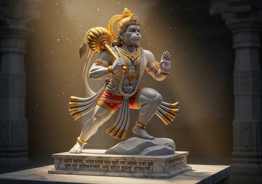 Divine Hanuman Statue. Mythological Power Concept.