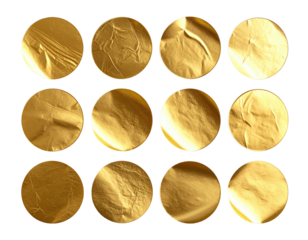 Glistening gold circles, textured and arranged neatly