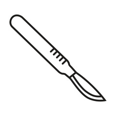 Scalpel Icon Vector Black Outline Style Surgery Instrument Blade Medical Equipment Sharp Doctor Health Care Isolated
