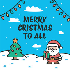 Vector Christmas Social Media Banner with cute characters