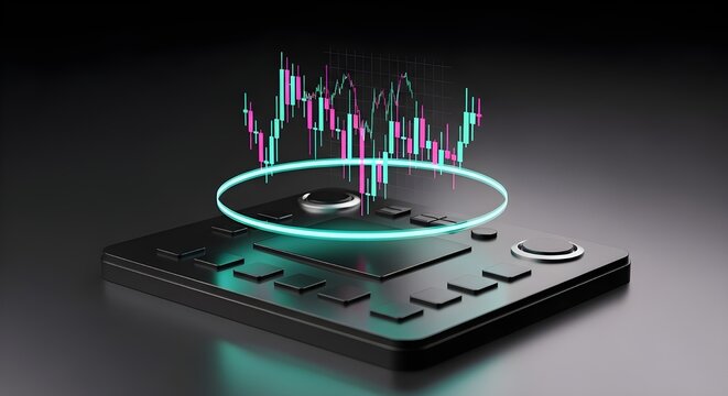finance candle stick futuristic trading interface with candlestick chart