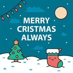 Vector Christmas Social Media Banner with cute characters