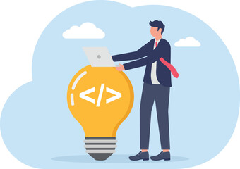 illustration of creating programming systems for ideas and innovations relevant to business trends
