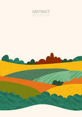 Abstract aesthetic eco green collage design. Organic nature shape vector illustration. Landscape pattern composition. Geometric field ornament. Contemporary poster collection, modern field background