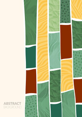 Green abstract rice field top view with texture vector background. Nature pattern, eco illustration, countryside poster design. Collection of agriculture landscape, set of simplicity ecology poster