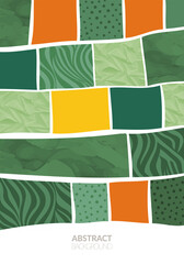 Green abstract rice field top view with texture vector background. Nature pattern, eco illustration, countryside poster design. agriculture landscape, simplicity ecology poster