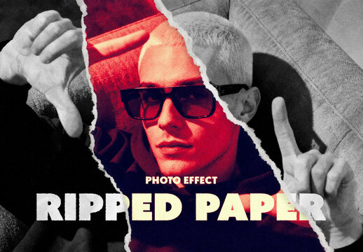 Torn Paper Photo Effect Mockup
