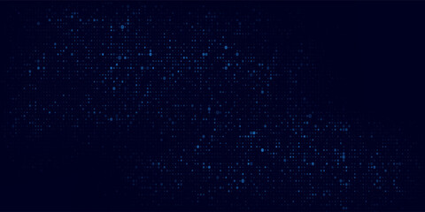 High speed dot moving technology concept. stripes halftone with blue light. speed movement pattern and motion blur over dark blue background