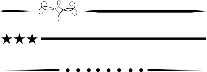 Calligraphic Black Line Ornament Set Decorative Vector Elements