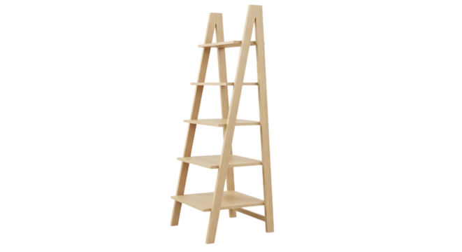 Wooden ladder shelf for home storage