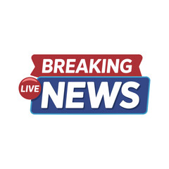 Live Breaking News graphic with red banner and blue box on white background live news banner vector illustration.