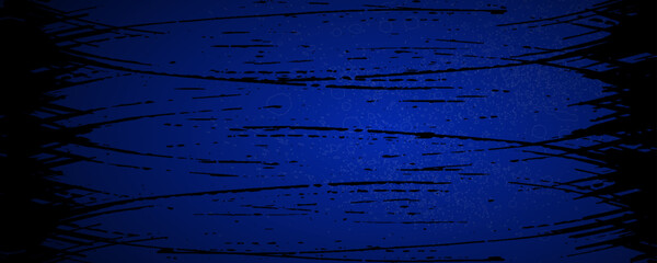 Grunge texture effect background. Distressed rough dark abstract textured. Black isolated on blue.