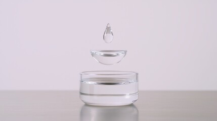 Floating Water Droplets Above Glass for Zen and Minimalist Concepts in Modern Stock Photography