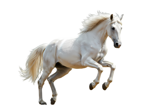 White Horse Rearing - Power & Beauty on white background