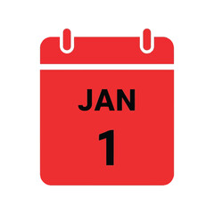 Red calendar icon jan 1st new year day date reminder vector graphic Vector, illustration