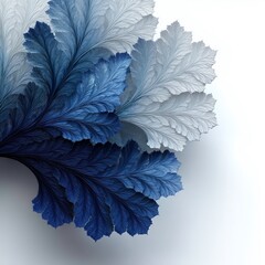 Abstract Blue Fractal Leaf with Intricate Vein Texture and Organic Flow