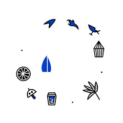 Minimalist circular icon set with nature and daily life objects