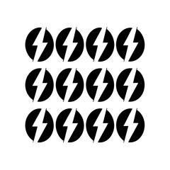 Lightning bolt power icons grid, energy, electricity, power symbol.