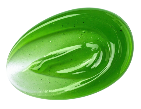 Green gel smear, glistening texture against black background