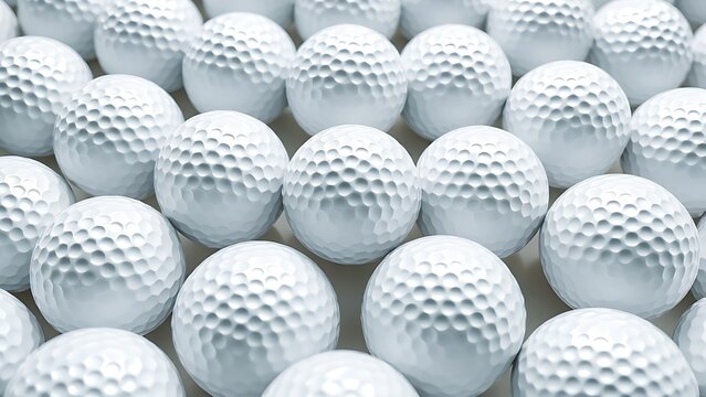 dimple. Multiple golf balls arranged in a detailed pattern on a white surface. product launch decks, UI/UX mockups, designed for data visualization dashboards and holographic UIs.