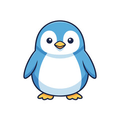 Fototapeta premium Cute blue penguin cartoon character illustration
