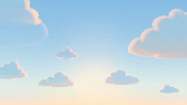 Soft pastel clouds floating in a serene blue sky at dawn or dusk