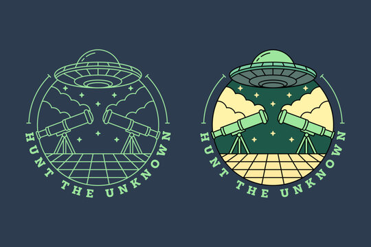 Monoline illustration hunt the unknown alien theme offer a clean simple and memorable design.