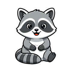 Naklejka premium Cute cartoon raccoon character illustration