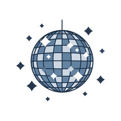 Disco ball with sparkling lights, vintage retro party decoration, vector illustration Vector, illustration