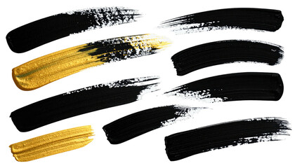 Brushstrokes gold and black smears on dark background